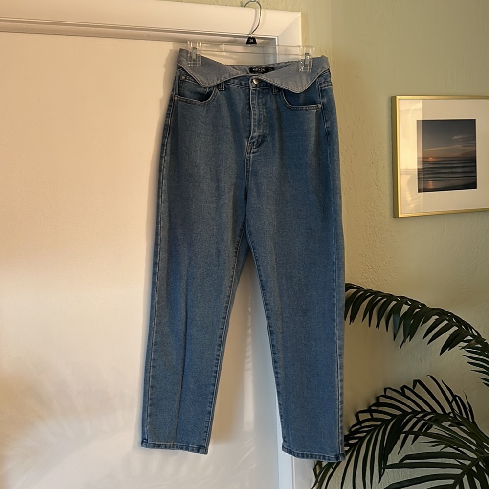 Nasty Gal Fold Waist High Rise Mom Jeans Size 6 | 90s Y2K Denim